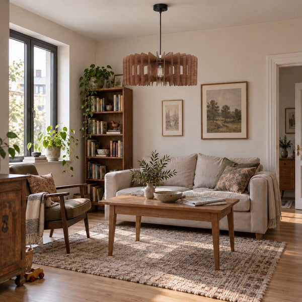 Geometric Wood Pendant Light, Chandelier for Kitchen and Dining