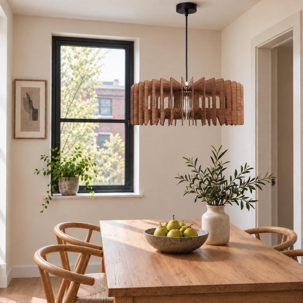Geometric Wood Pendant Light, Chandelier for Kitchen and Dining