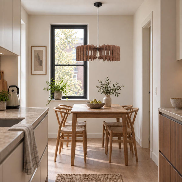 Geometric Wood Pendant Light, Chandelier for Kitchen and Dining