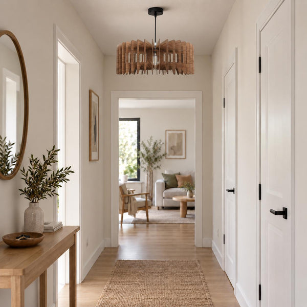 Geometric Wood Pendant Light, Chandelier for Kitchen and Dining